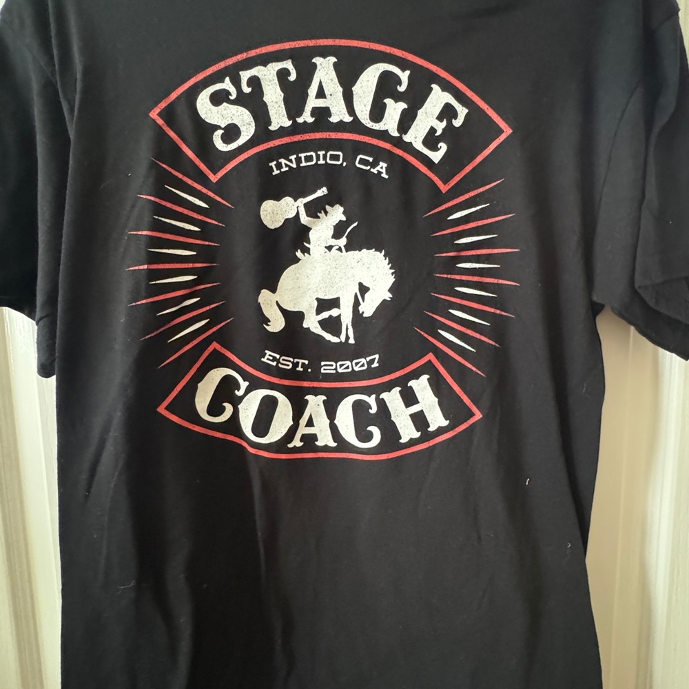 Coach Black Tee with Silver and Red Stage Graphic